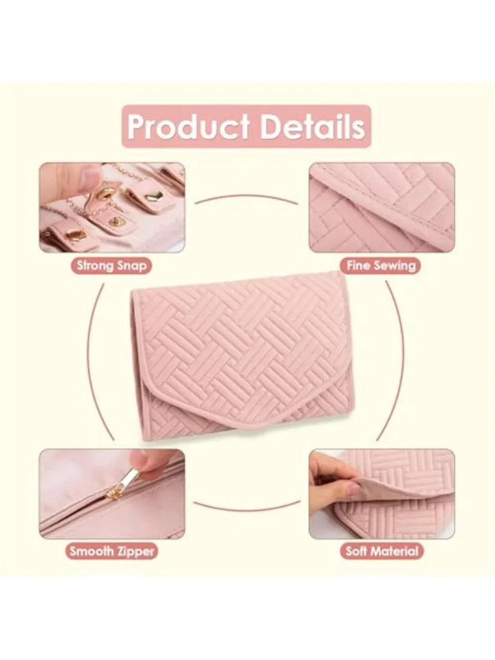 Travel Jewelry Roll Organizer Case Necklace Ring Earring Storage Velvet Pouch